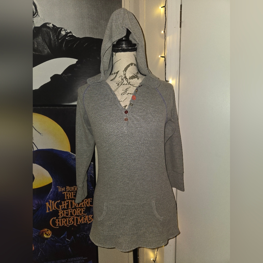 American Rag Grey Henley With Multi Colored Buttons